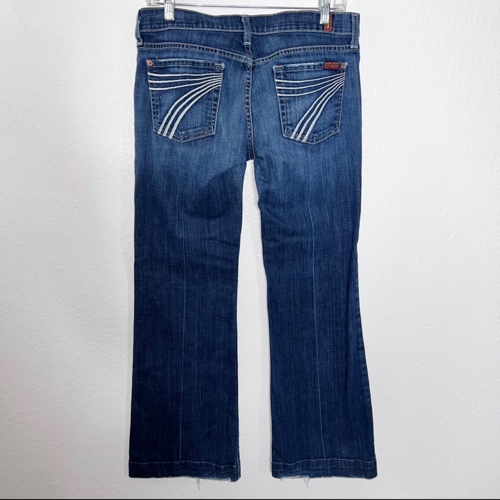 7 For All Mankind Women Dojo Flip Flop Flare Wide Leg Blue Jean Sz 29 Distressed